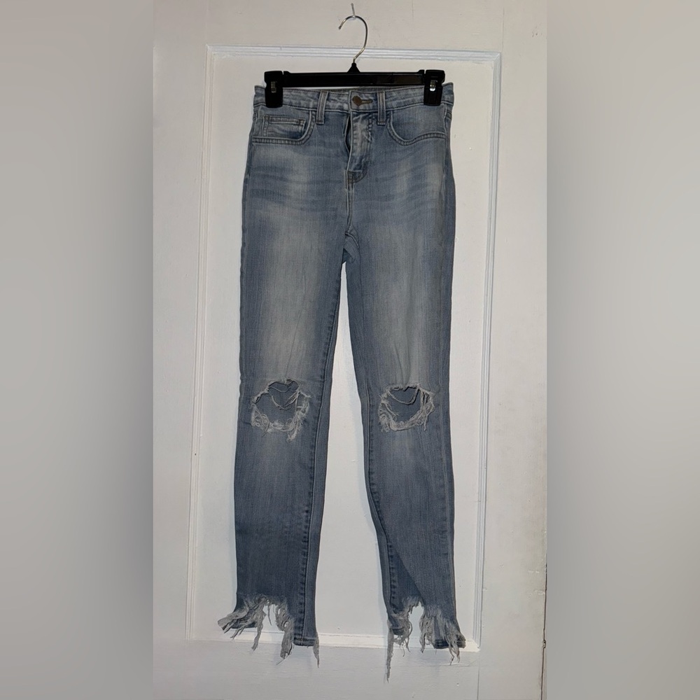 High Line Distressed Skinny Jeans